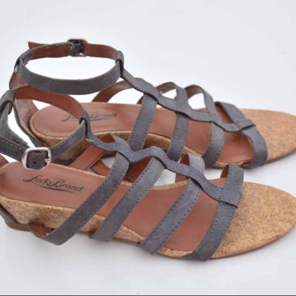 Lucky Brand Gladiator Wedge Sandals Blue Size 6.5